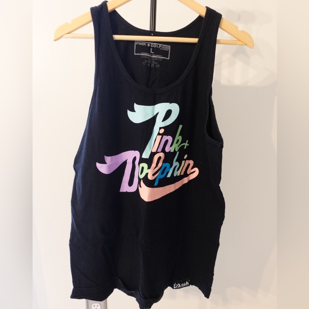 Pink Dolphin Black Graphic Tank